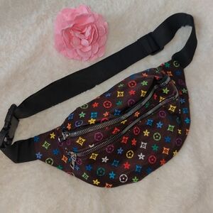 Colorful Monogram Belt Bag Multicolor Dark Brown 3 Pockets Adjustable